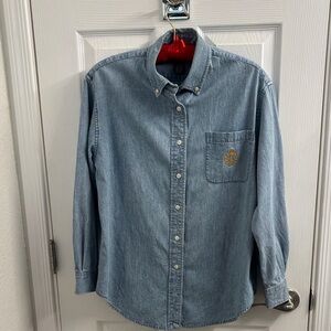 Women's Vintage 90's LAUREN RALPH LAUREN Classic Denim Button-Up Shirt Size S